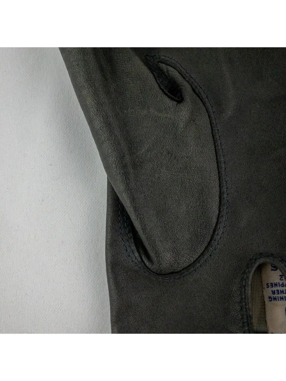 Fownes Vintage Dark Gray Leather Drive Gloves Women Medium 7